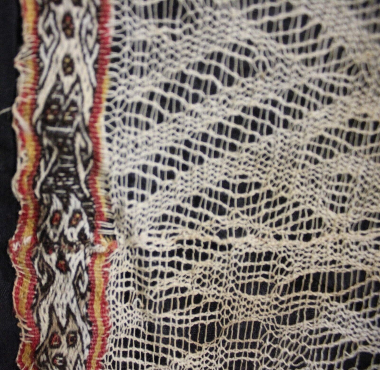 Authentic Pre Columbian Artifact Chancay Lace Textile Shroud Spooky Spirits COA