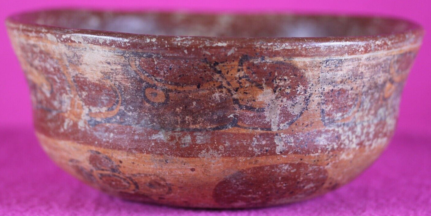 Authentic Pre Columbian Artifact Mayan Decorated Pottery Bowl 250-900 AD COA T10