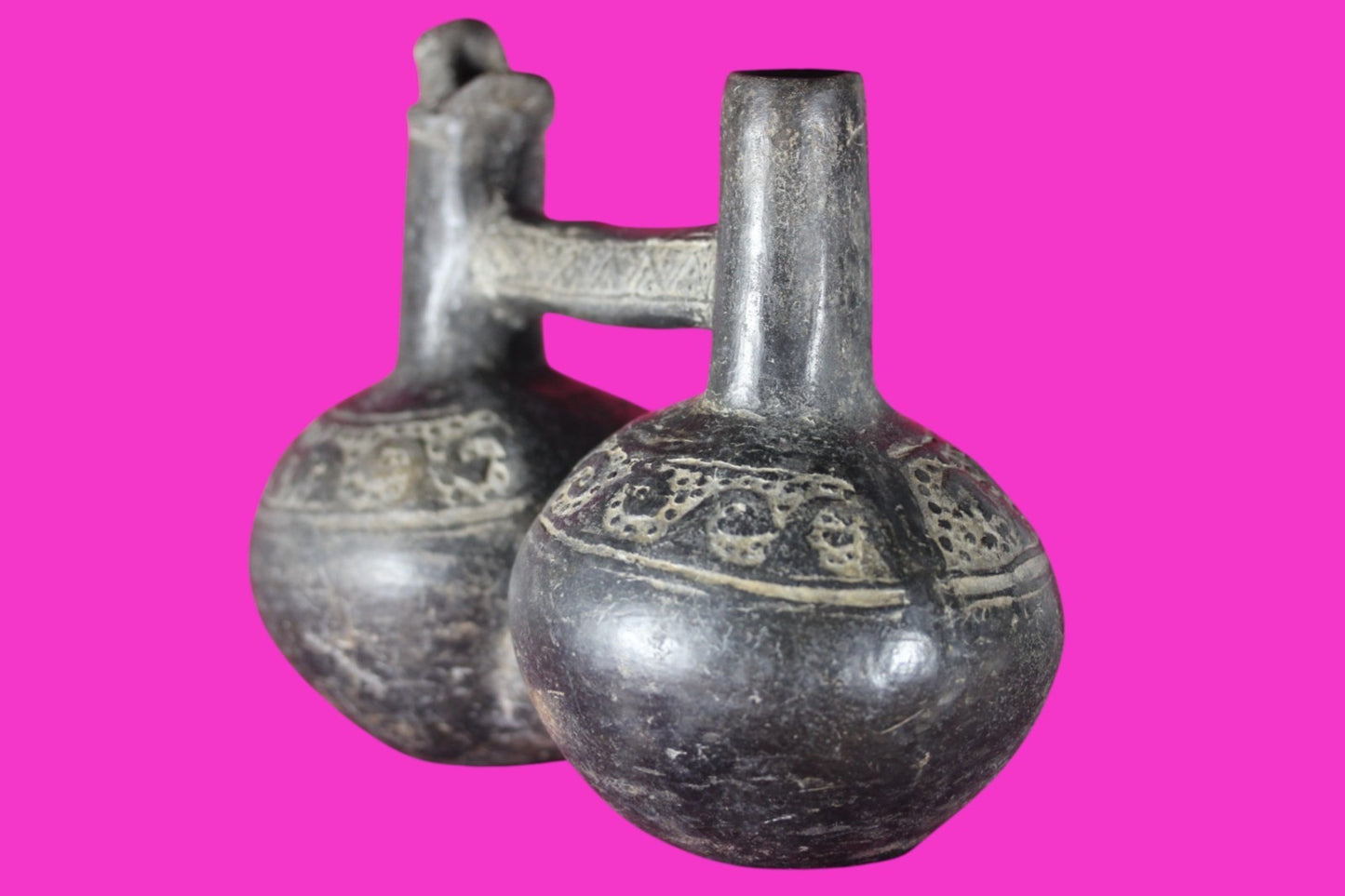 Authentic Pre Columbian Artifact Functional Whistle Stirrup Vessel Chimu COA J04