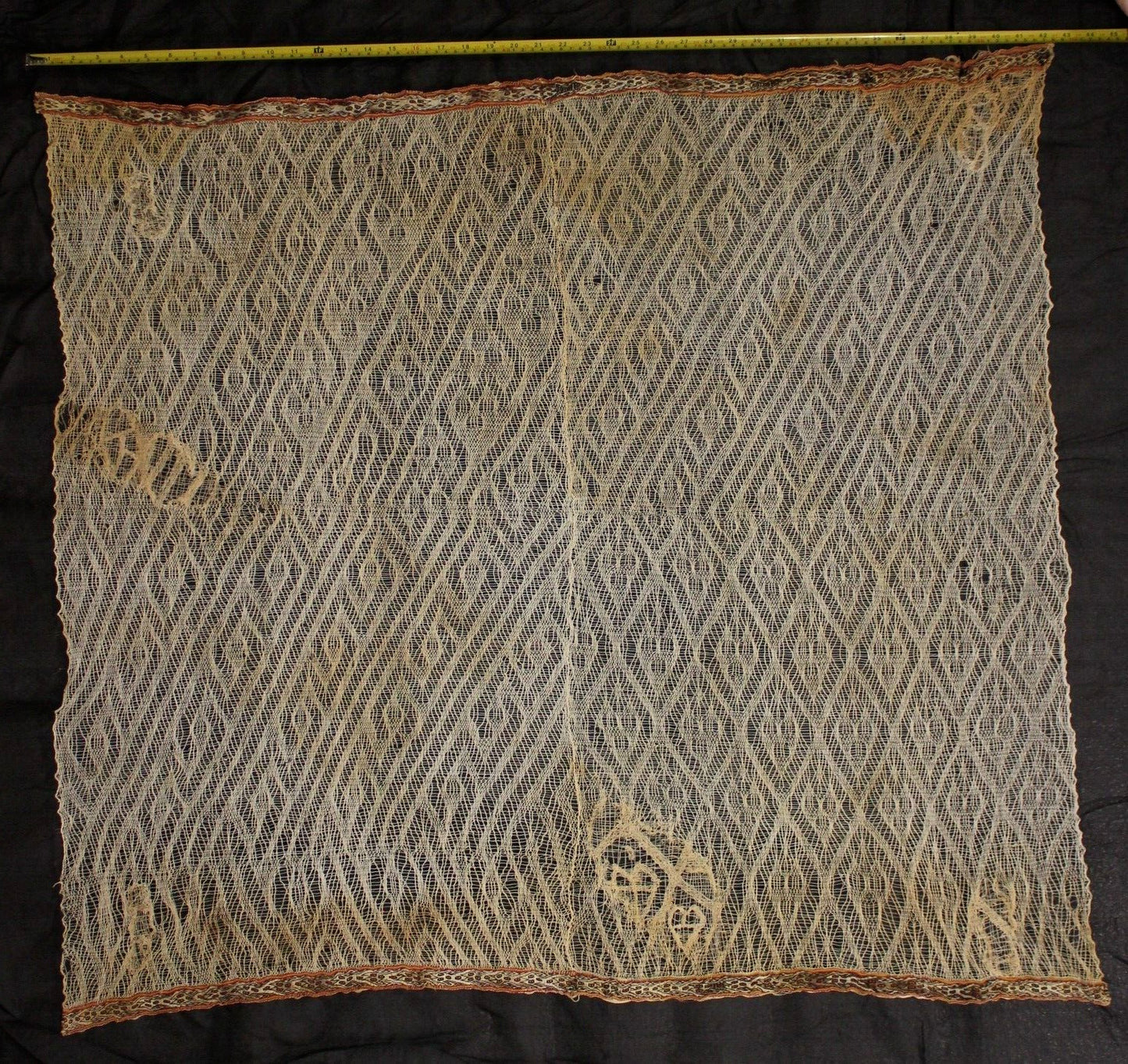 Authentic Pre Columbian Artifact Chancay Lace Textile Shroud Spooky Spirits COA