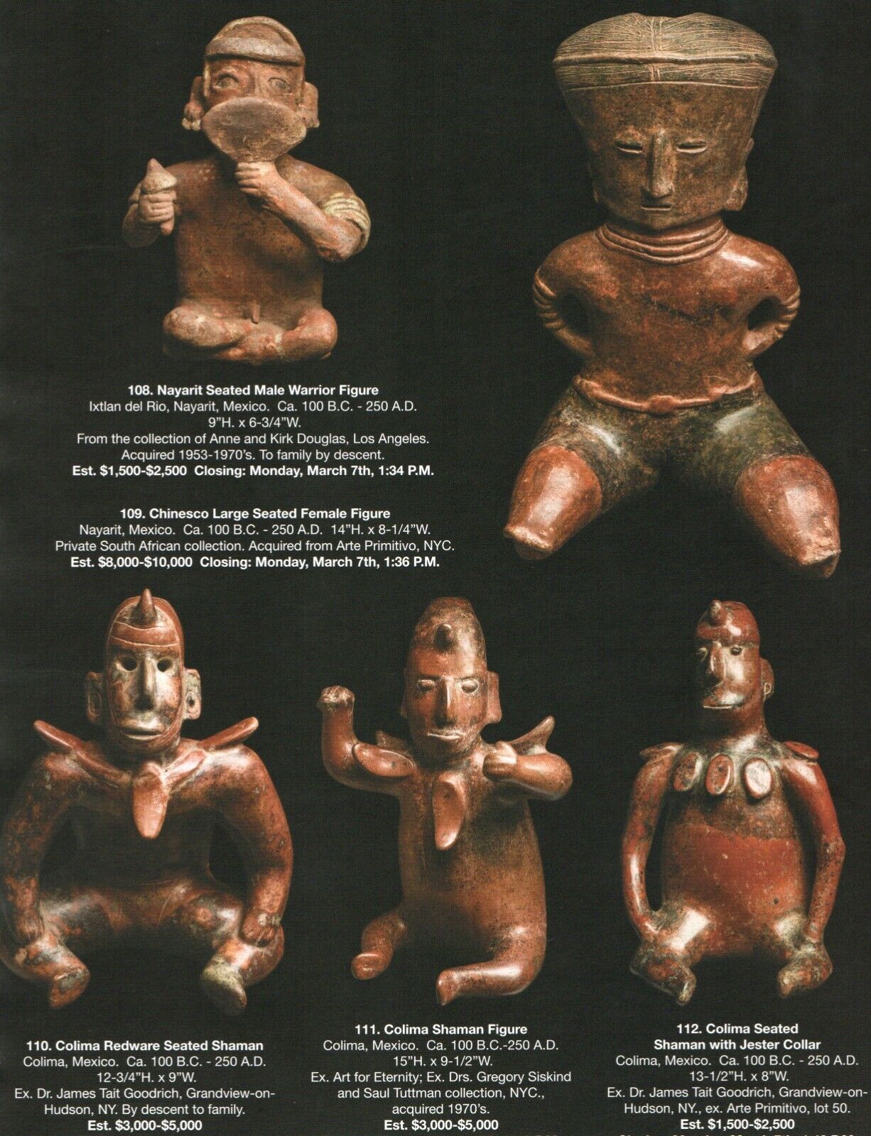 Pre Columbian Artifacts Price & Value Guide Arte Primitivo Auction Catalog #105