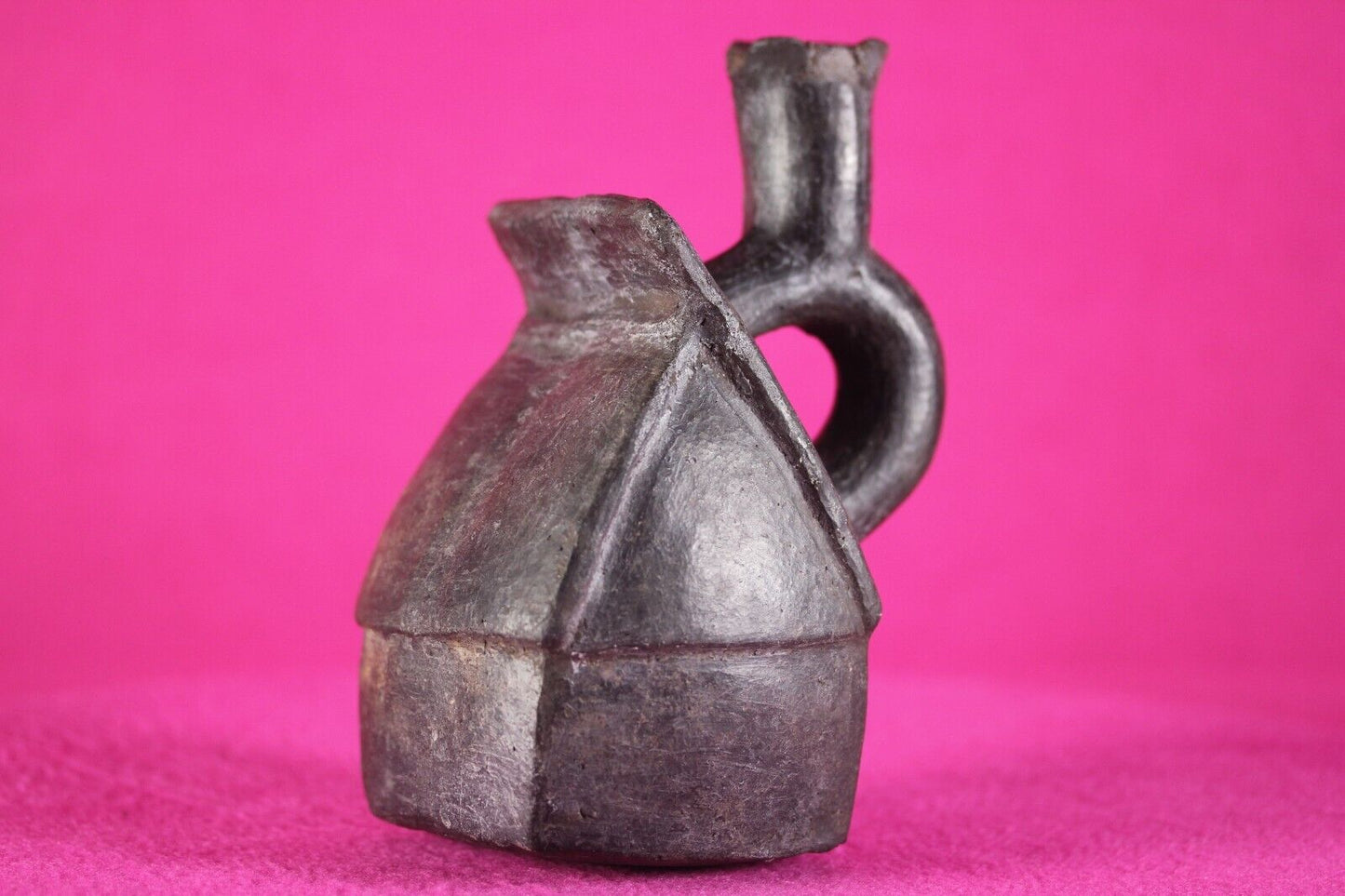 Authentic Pre Columbian Artifact House Stirrup Vessel Moche Peru COA J66