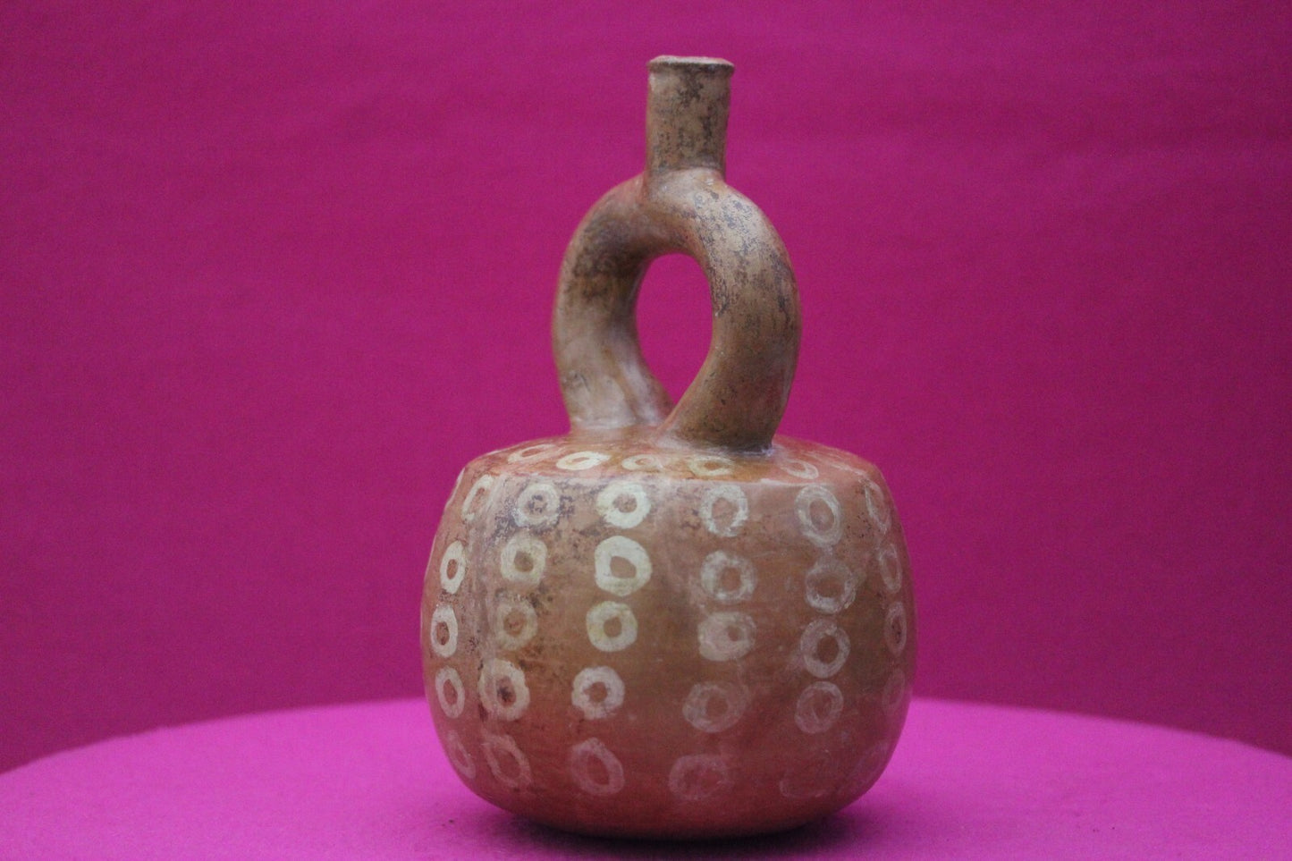 Authentic Pre Columbian Artifact Stirrup Pottery Vessel 1200AD Moche Peru T81