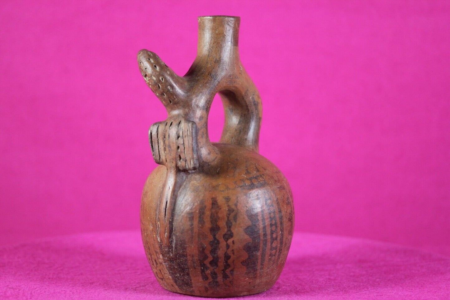 Authentic Pre Columbian Artifact Stirrup Vessel Vicus Peru 500 BC-300 AD COA J03