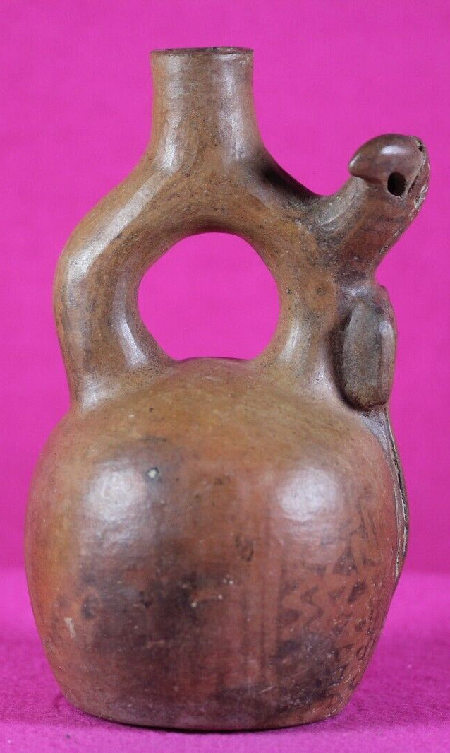 Authentic Pre Columbian Artifact Stirrup Vessel Vicus Peru 500 BC-300 AD COA J03