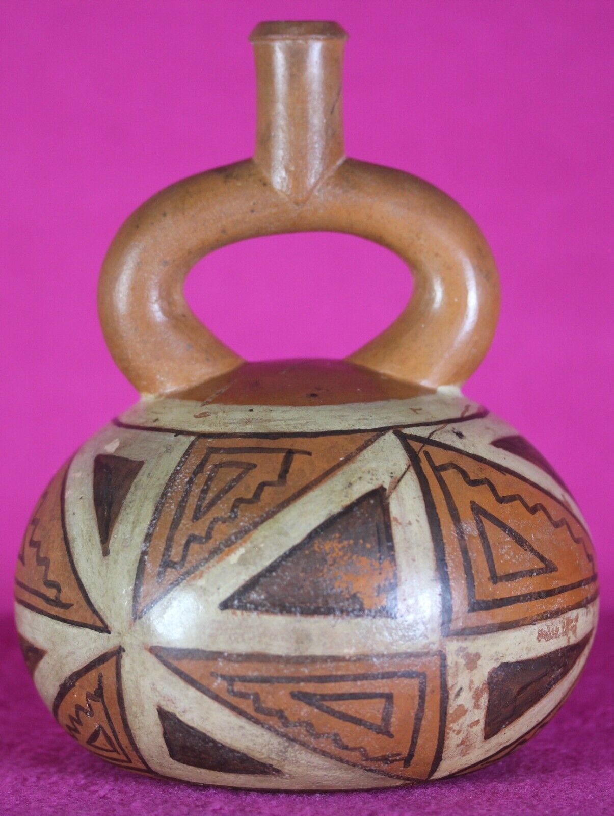 Authentic Pre Columbian Artifact Stirrup Vessel Moche Ex Arte Primitivo COA T31