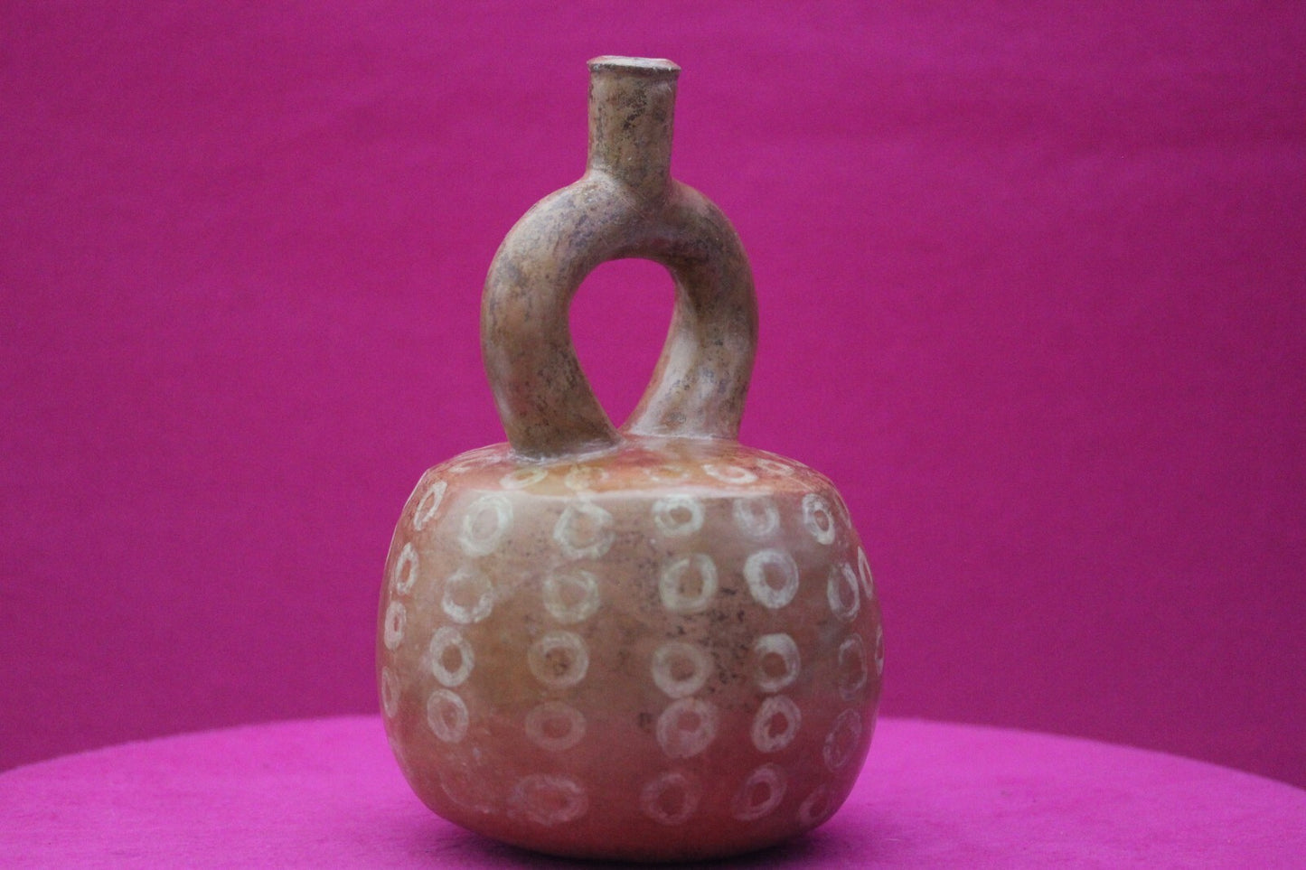 Authentic Pre Columbian Artifact Stirrup Pottery Vessel 1200AD Moche Peru T81