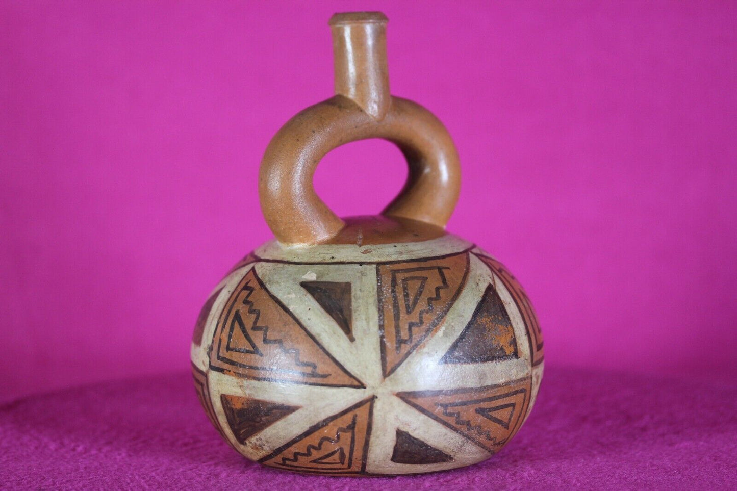 Authentic Pre Columbian Artifact Stirrup Vessel Moche Ex Arte Primitivo COA T31
