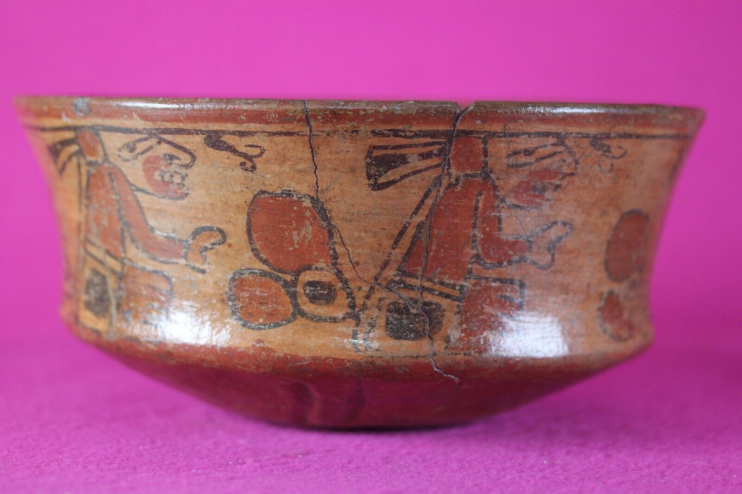 Authentic Pre Columbian Artifact Pottery Bowl Mayan 300 - 900 AD Yucatan COA T03