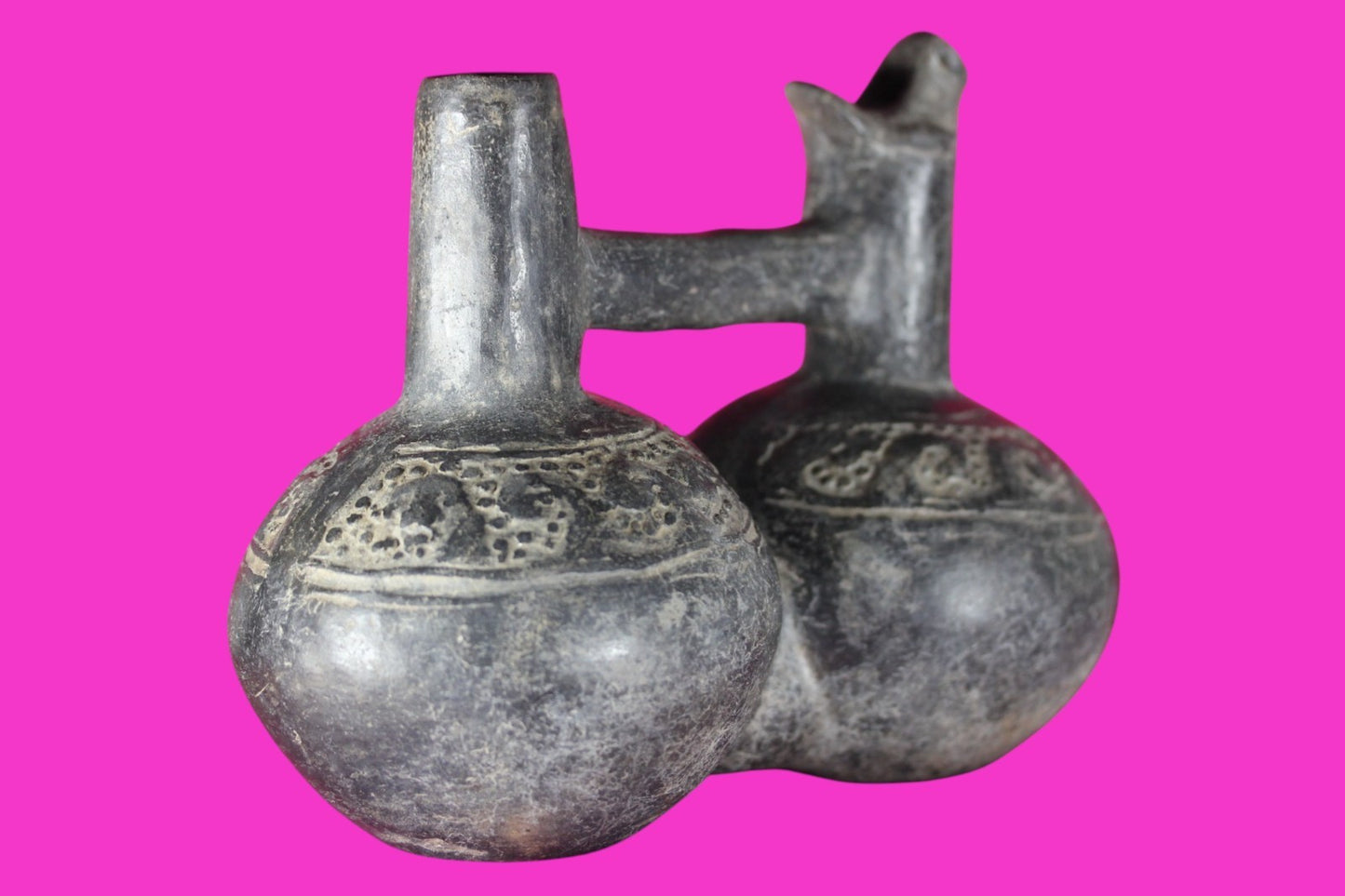 Authentic Pre Columbian Artifact Functional Whistle Stirrup Vessel Chimu COA J04