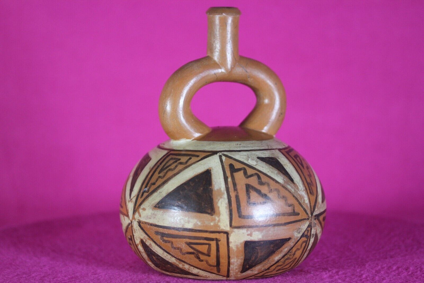 Authentic Pre Columbian Artifact Stirrup Vessel Moche Ex Arte Primitivo COA T31