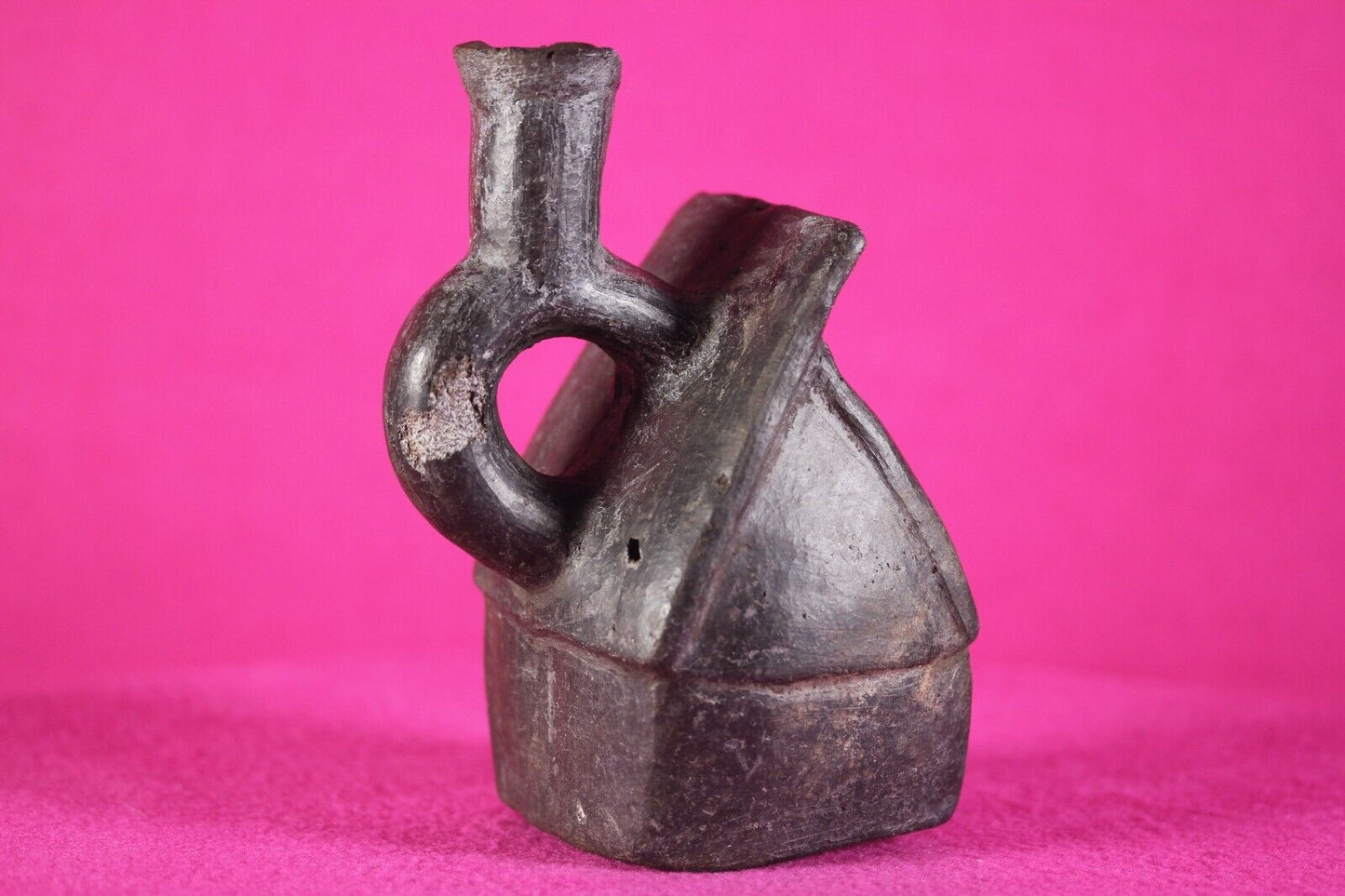 Authentic Pre Columbian Artifact House Stirrup Vessel Moche Peru COA J66