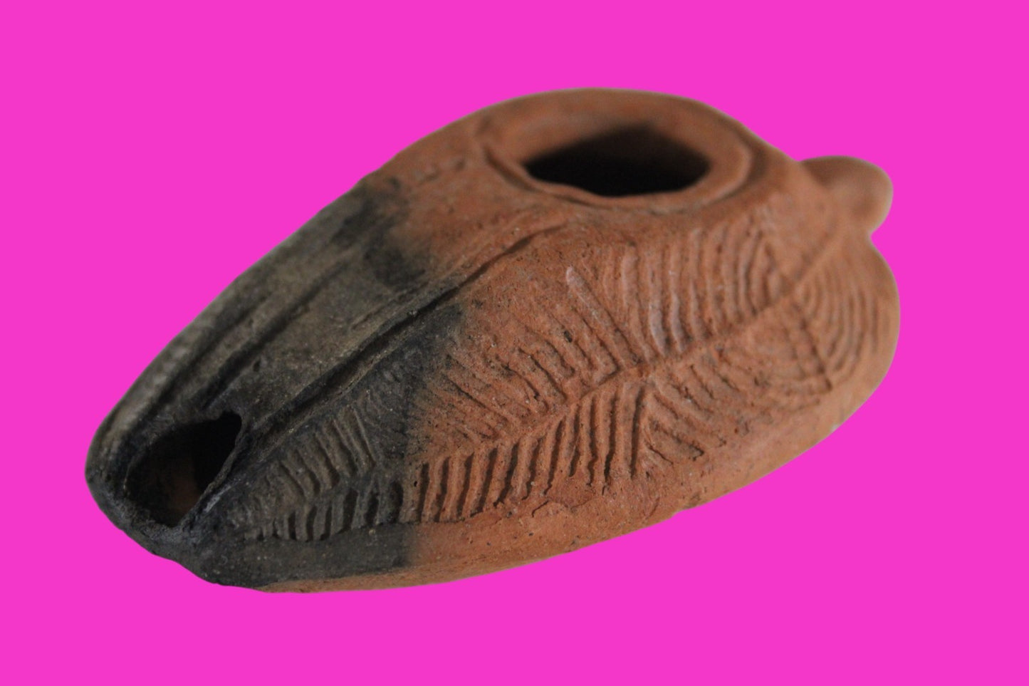 Ancient Holy Land Oil Lamp Artifact 2 Hidden Christian Crosses 300-600 AD COA 82