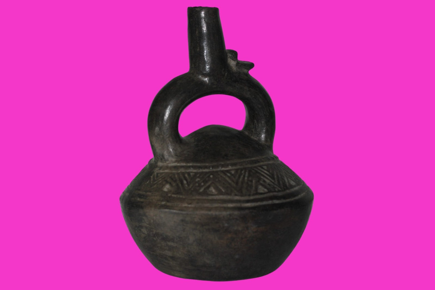 Pre Columbian Artifact Authentic Chimu Stirrup Vessel 900-1400 AD Peru COA 221