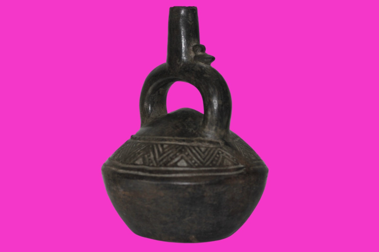 Pre Columbian Artifact Authentic Chimu Stirrup Vessel 900-1400 AD Peru COA 221