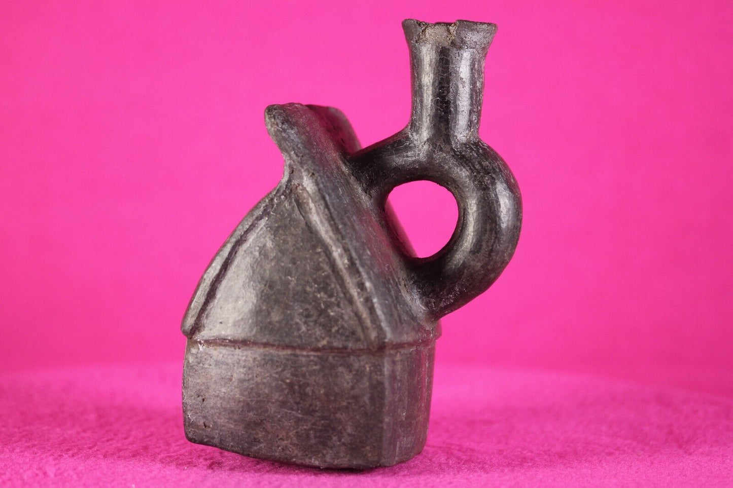 Authentic Pre Columbian Artifact House Stirrup Vessel Moche Peru COA J66