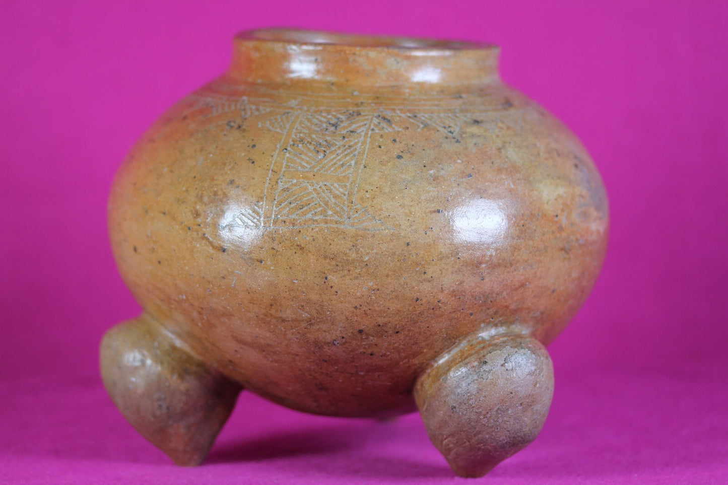 Pre Columbian Artifact Incised Tripod Bowl Nicoya 800-1200 AD Authentic COA J02