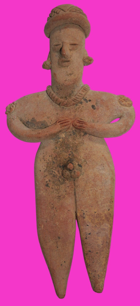 Pre Columbian Artifact 8 inch Male Shaft Tomb Figure Colima Mexico 100BC COA 262