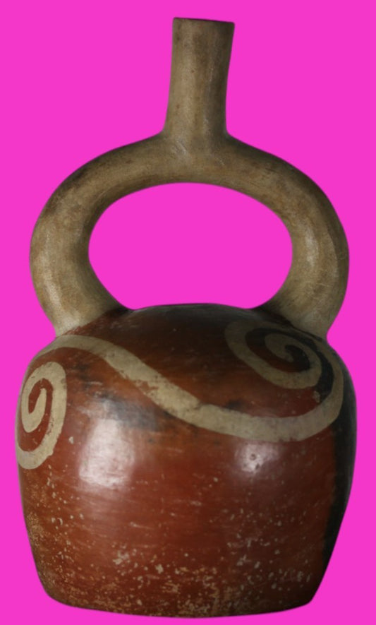 Authentic Pre Columbian Artifact Stirrup Vessel Moche Peru 100-850 AD COA J05