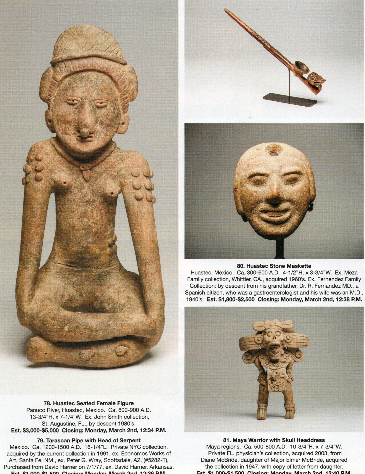 Pre Columbian Artifacts Price & Value Guide Arte Primitivo Auction Catalog #97