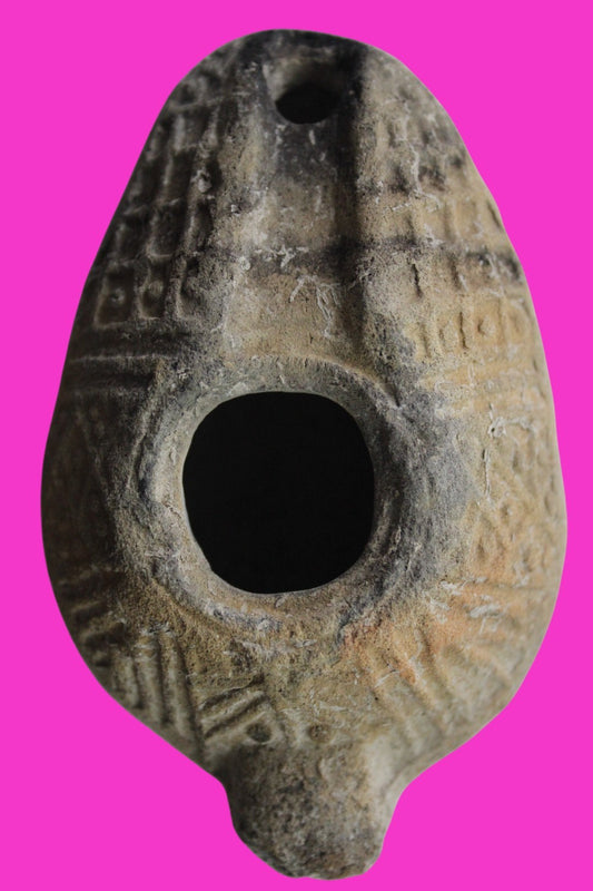 Ancient Holy Land Big Oil Lamp Artifact Home of Jesus Christ 200-500 AD COA J152