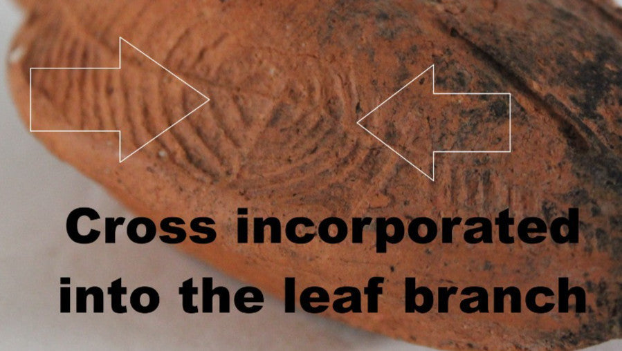 Ancient Holy Land Oil Lamp Artifact 2 Hidden Christian Crosses 300-600 AD COA 77