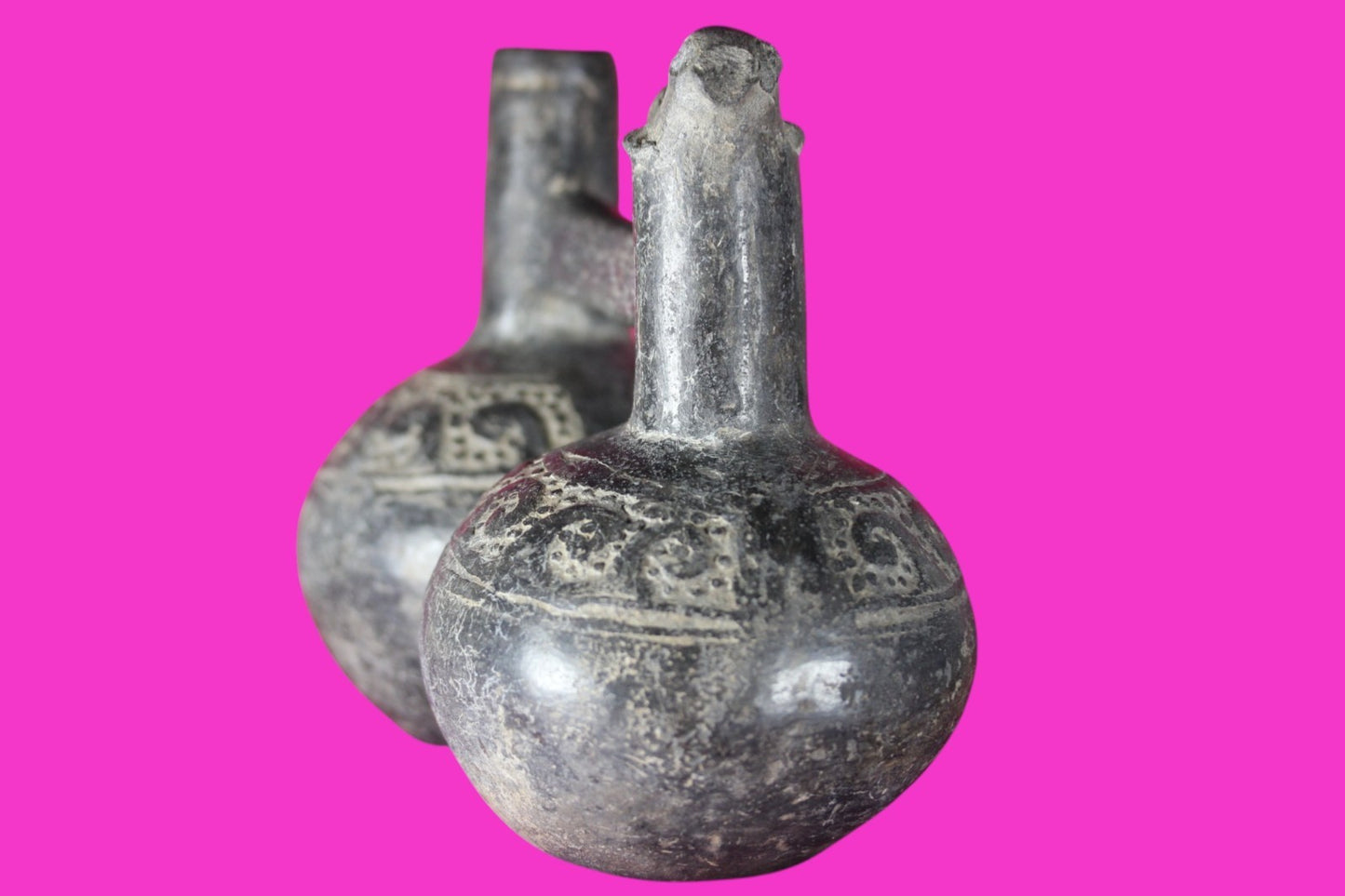 Authentic Pre Columbian Artifact Functional Whistle Stirrup Vessel Chimu COA J04