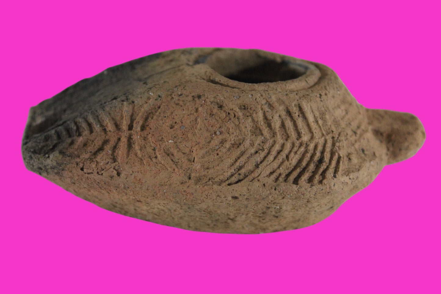 Ancient Holy Land Oil Lamp Artifact 2 Hidden Christian Crosses 300-600 AD COA 79