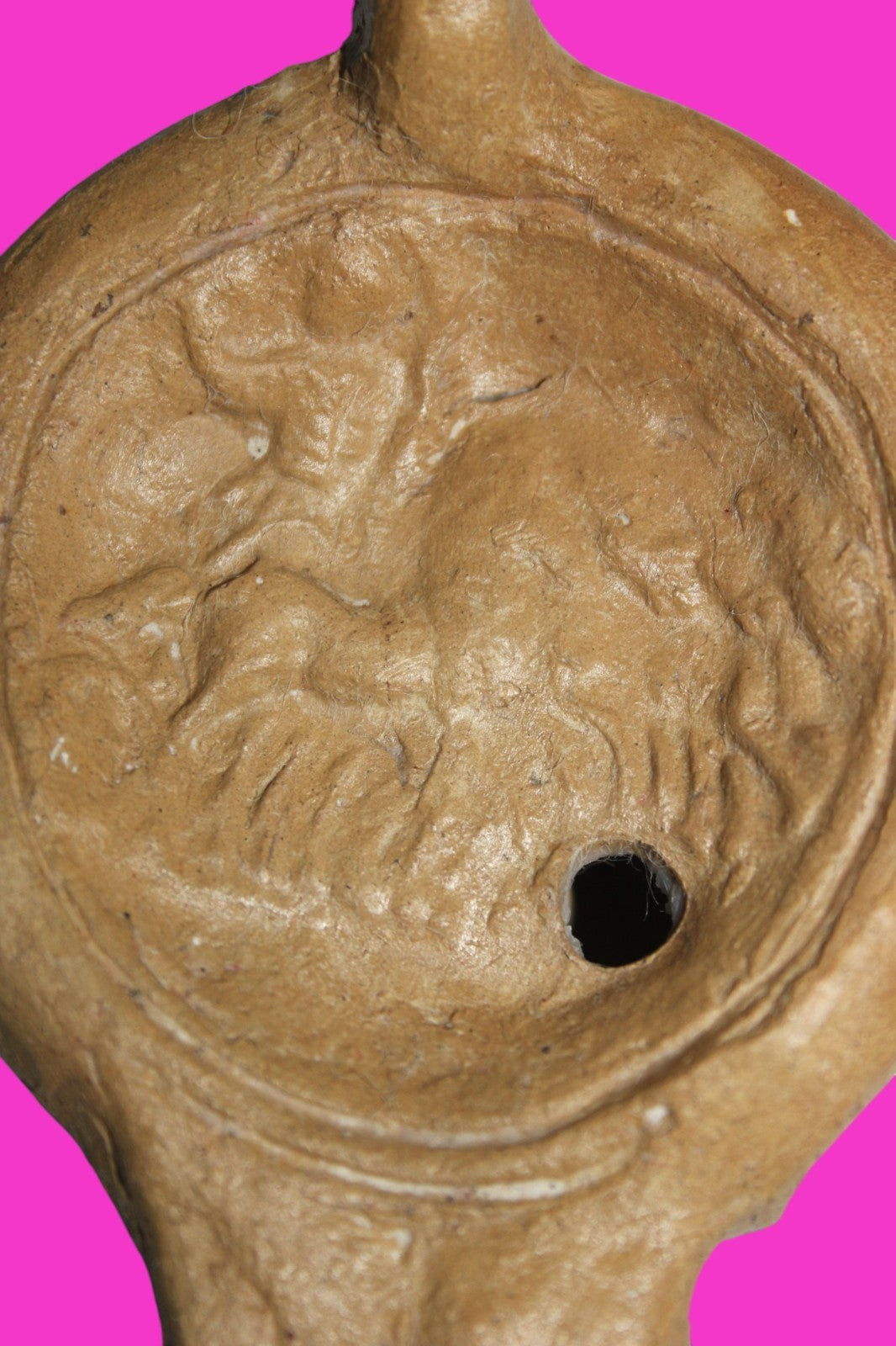 Four Horse War Chariot Oil Lamp Authentic Holy Land Artifact 200-400 AD COA J123