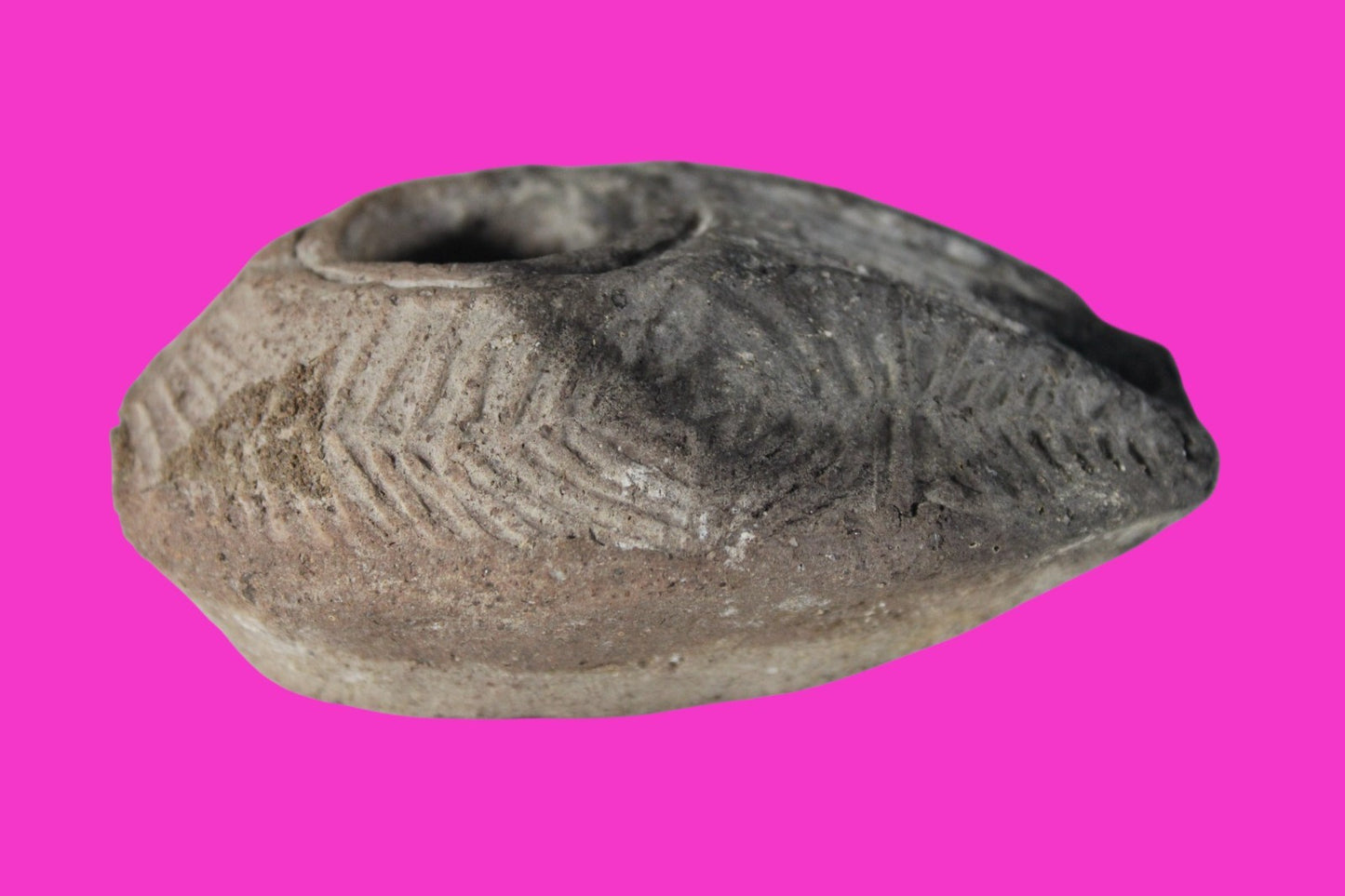 Ancient Holy Land Oil Lamp Artifact 2 Hidden Christian Crosses 300-600 AD COA 87