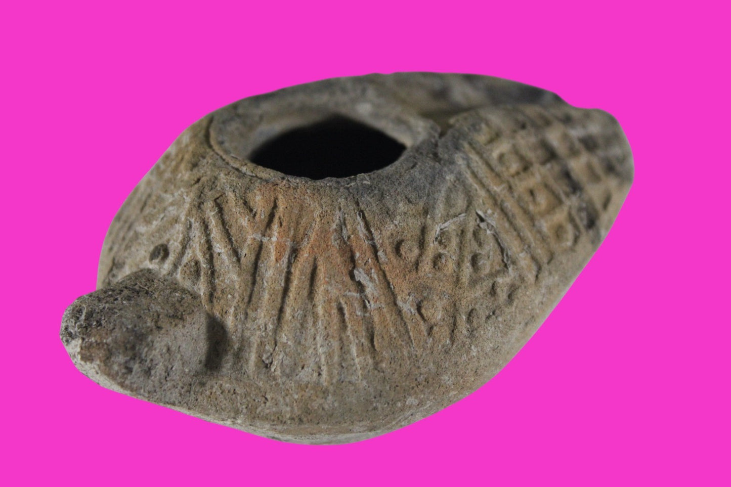 Ancient Holy Land Big Oil Lamp Artifact Home of Jesus Christ 200-500 AD COA J152