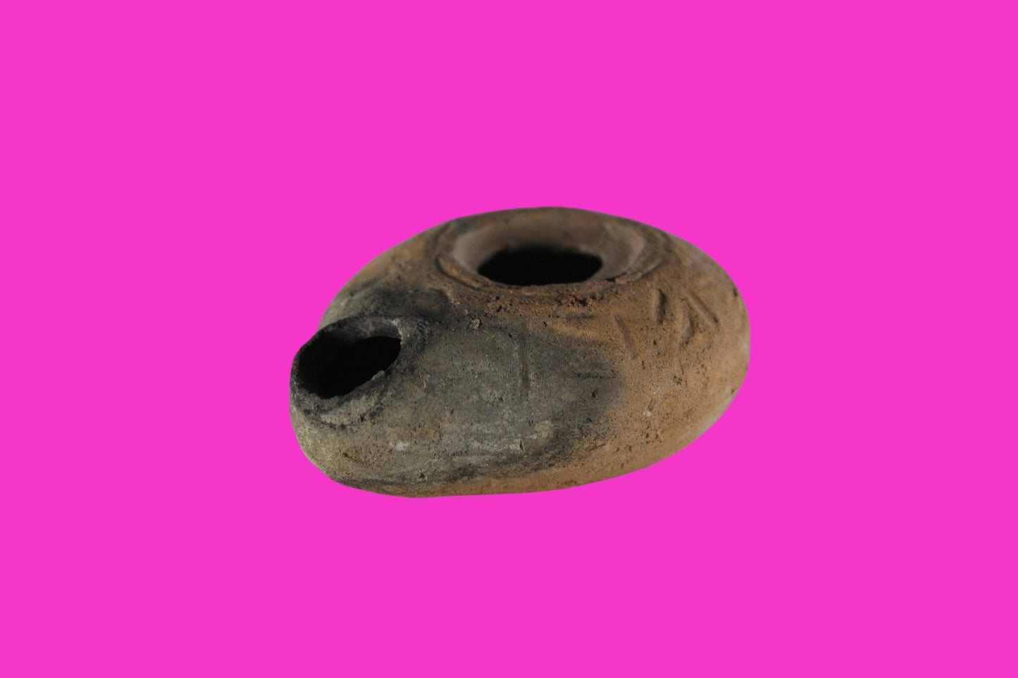 Ancient Holy Land Oil Lamp Artifact Christian Cross on Bottom 200-400AD COA 18