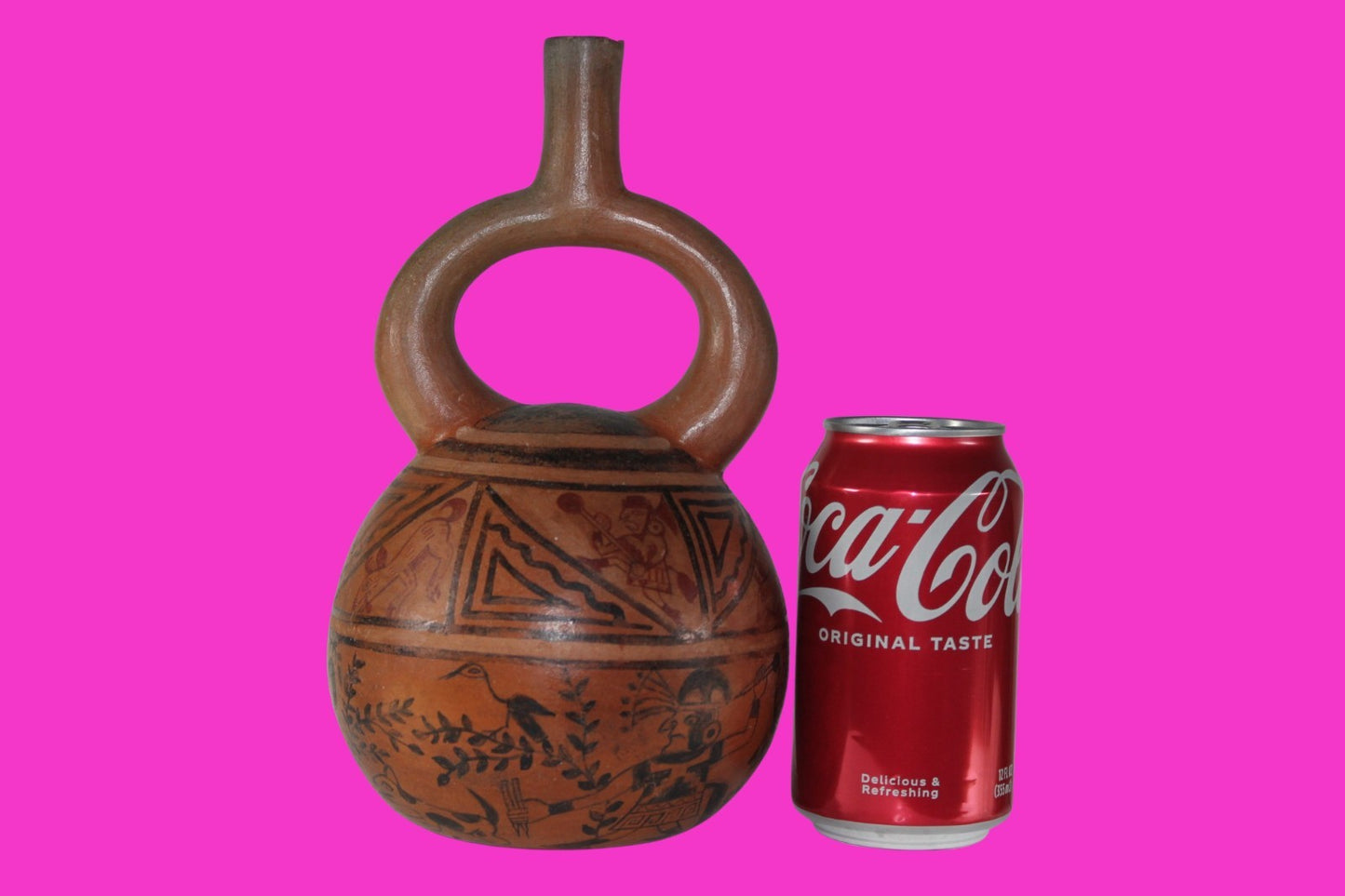 Pre Columbian Artifact Moche Fineline Hunting Scene Jar 500-800 AD Peru COA J145