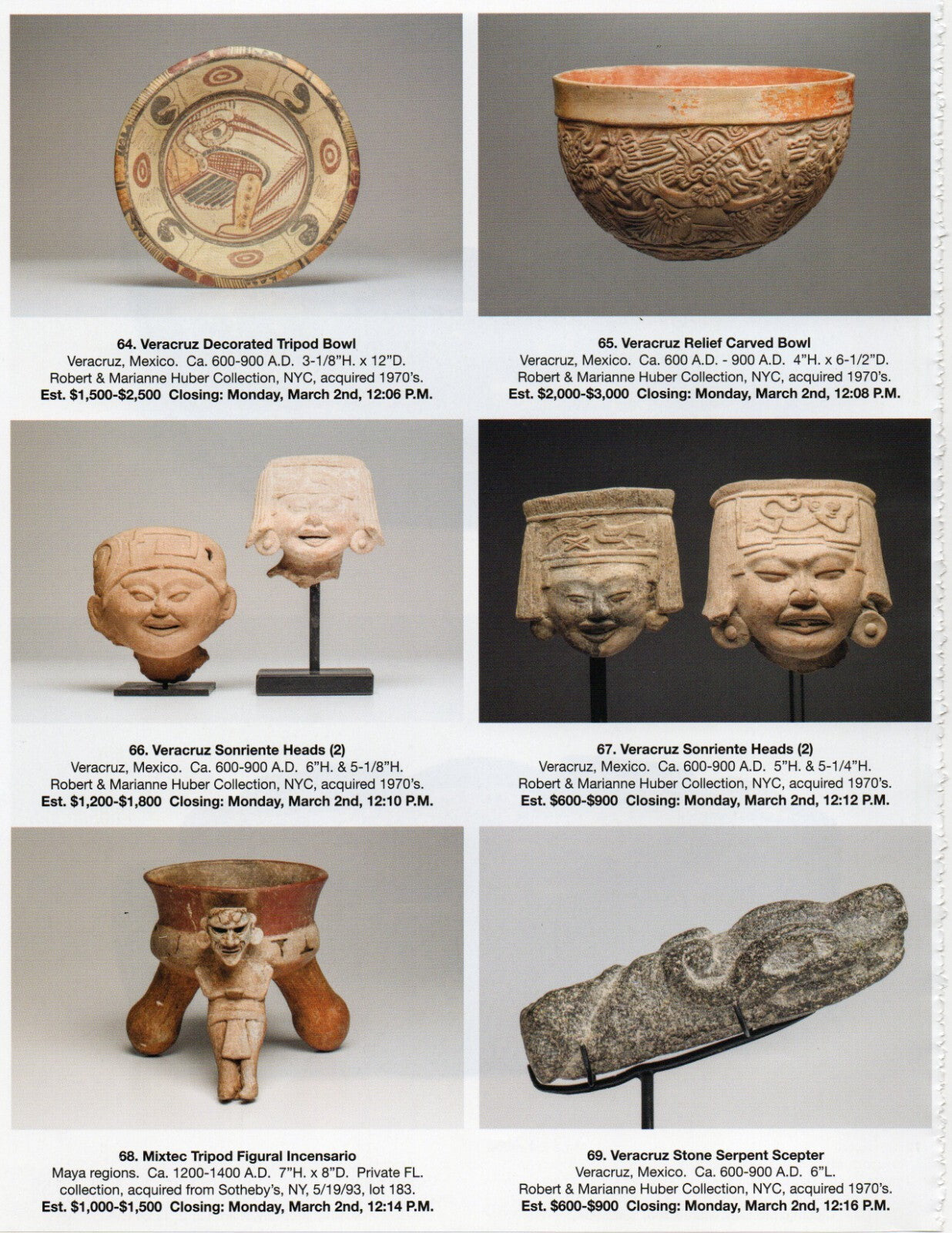 Pre Columbian Artifacts Price & Value Guide Arte Primitivo Auction Catalog #97
