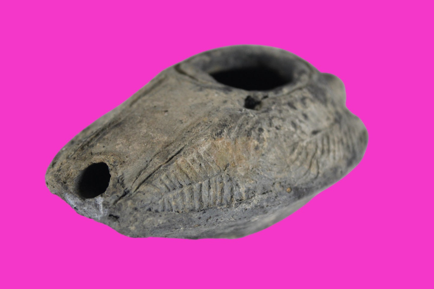 Ancient Holy Land Oil Lamp Artifact 2 Hidden Christian Crosses 300-600AD COA 113