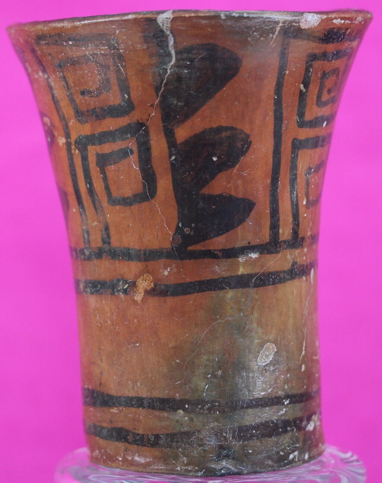 Authentic Pre Columbian Huari Wari Beaker Pottery 500 - 1000 AD Artifact COA T02