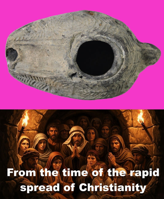 Ancient Holy Land Oil Lamp Artifact 2 Hidden Christian Crosses 300-600AD COA 113