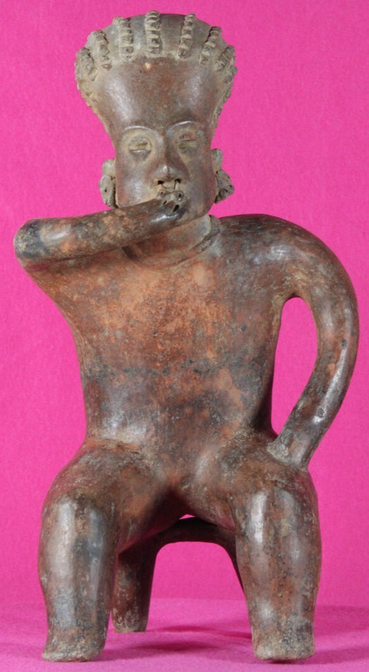 Authentic Pre Columbian Artifact Seated Man Nayarit Mexico Arte Primitivo T101