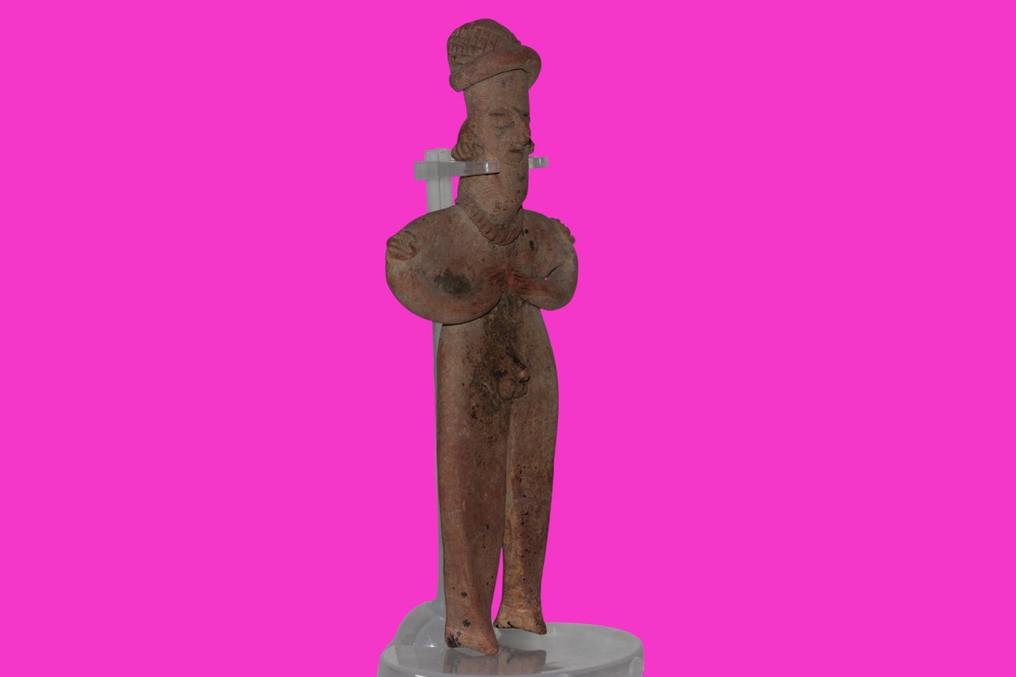 Pre Columbian Artifact 8 inch Male Shaft Tomb Figure Colima Mexico 100BC COA 262
