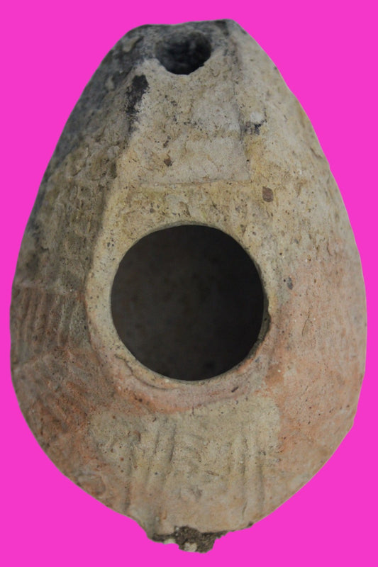 Holy Land Oil Lamp Ancient Artifact Time of the Christians 313-636 AD COA 47