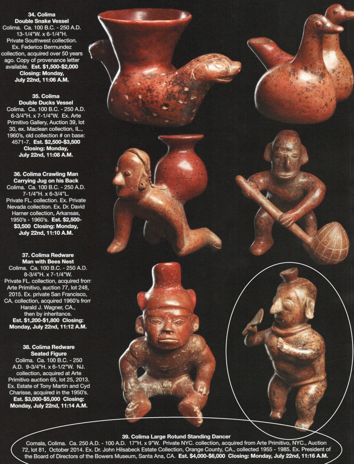 Ex Museum President Authentic Pre Columbian Artifact Giant Colima Dancer COA T06