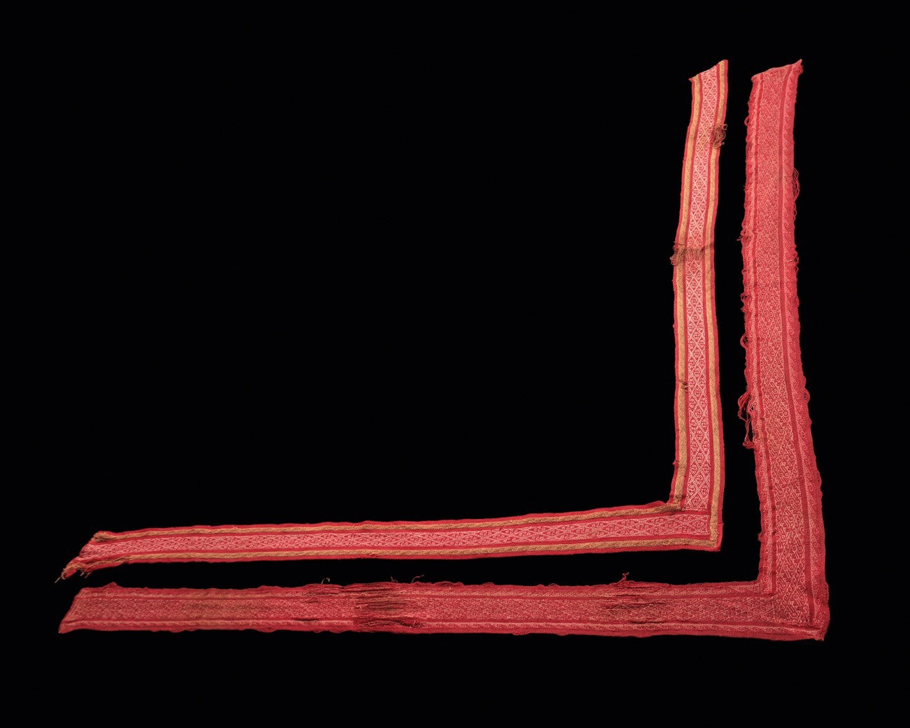 Pre Columbian Artifacts 2 Long Textile Borders Chancay Peru 1000-1250 AD COA 276