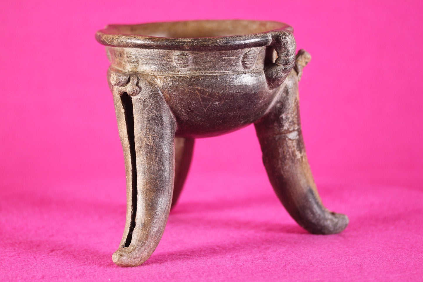 Pre Columbian Artifact Rattle Tripod Bowl Chiriqui 900-1400 AD Authentic J65