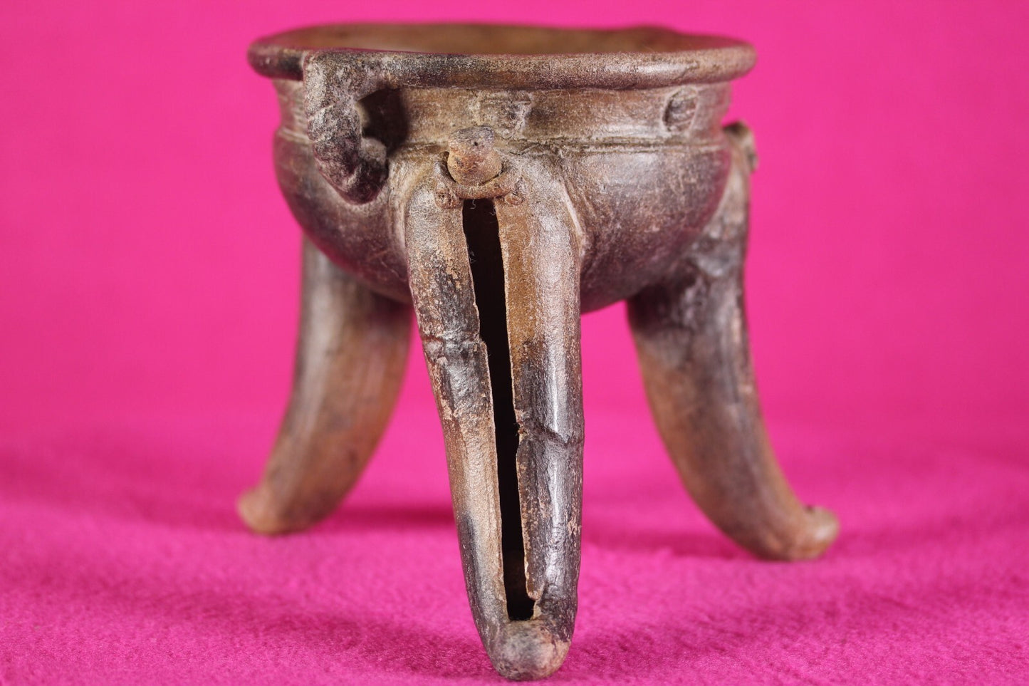 Pre Columbian Artifact Rattle Tripod Bowl Chiriqui 900-1400 AD Authentic J65