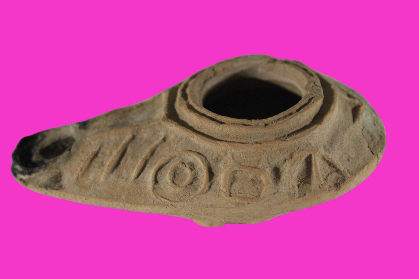 Ancient Holy Land Big Oil Lamp Artifact Home of Jesus Christ 200-500 AD COA J153