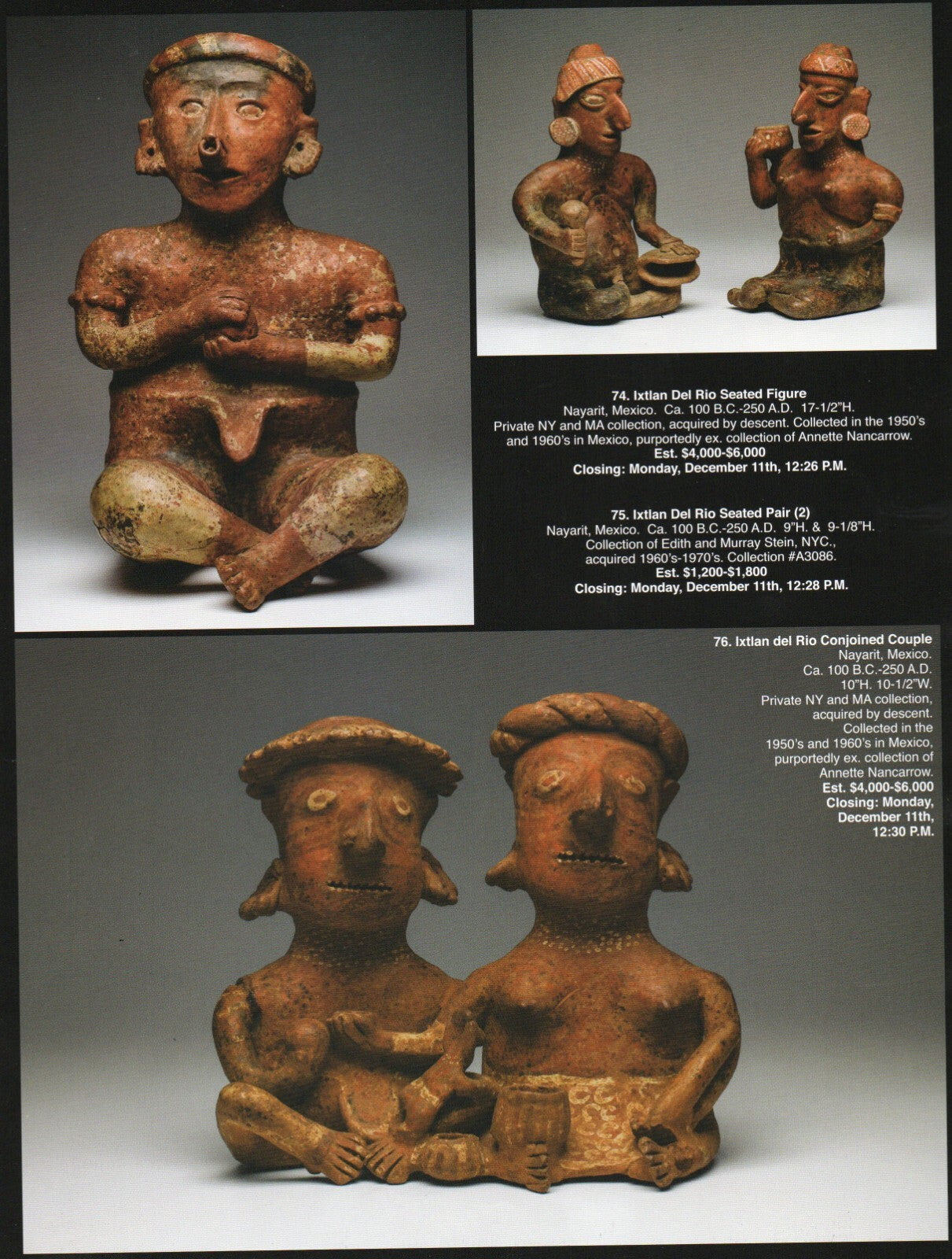 Pre Columbian Artifacts Price & Value Guide Arte Primitivo Auction Catalog #87