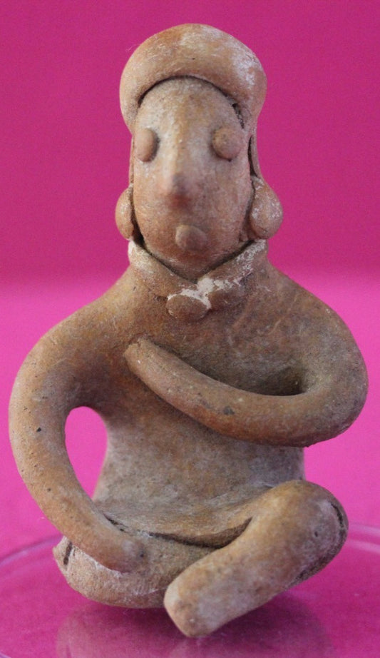 Authentic Pre Columbian Artifact Rare Seated Tomb Figure Colima Mexico COA 187