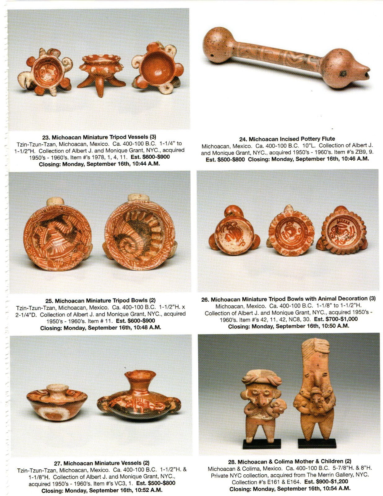 Pre Columbian Artifacts Price & Value Guide Arte Primitivo Auction Catalog #94
