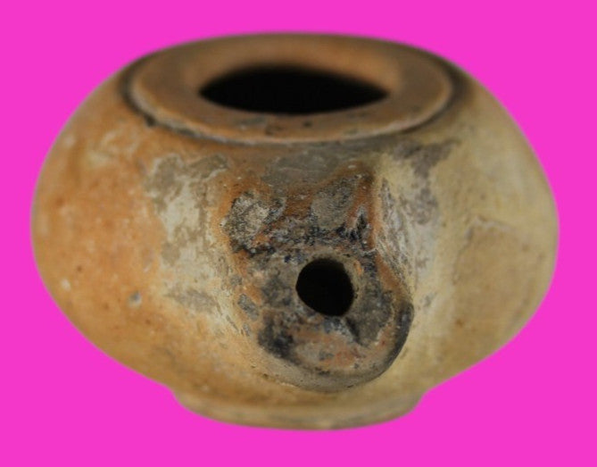 Ancient Holy Land Oil Lamp Artifact Jesus Christ Homeland 100 - 400 AD COA L05