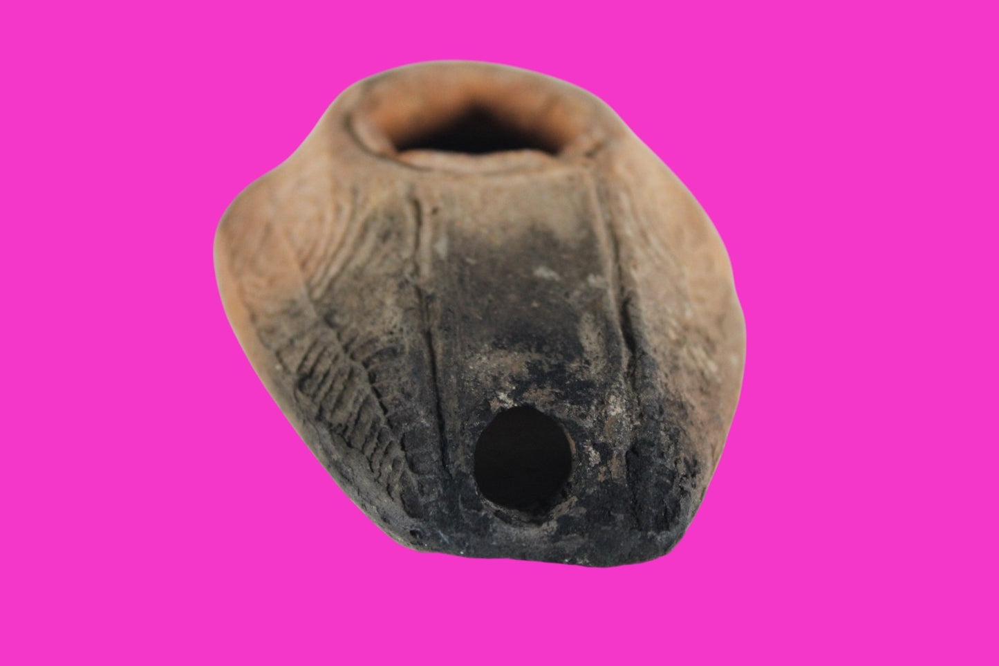 Ancient Holy Land Oil Lamp Artifact 2 Hidden Christian Crosses 300-600AD COA 108